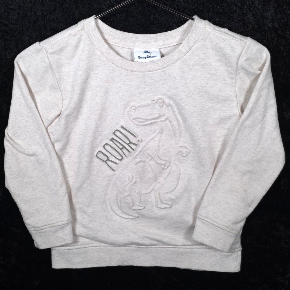 Tommy Bahama Kids Cream Embossed Dinosaur Roar Sweatshirt Size 4T